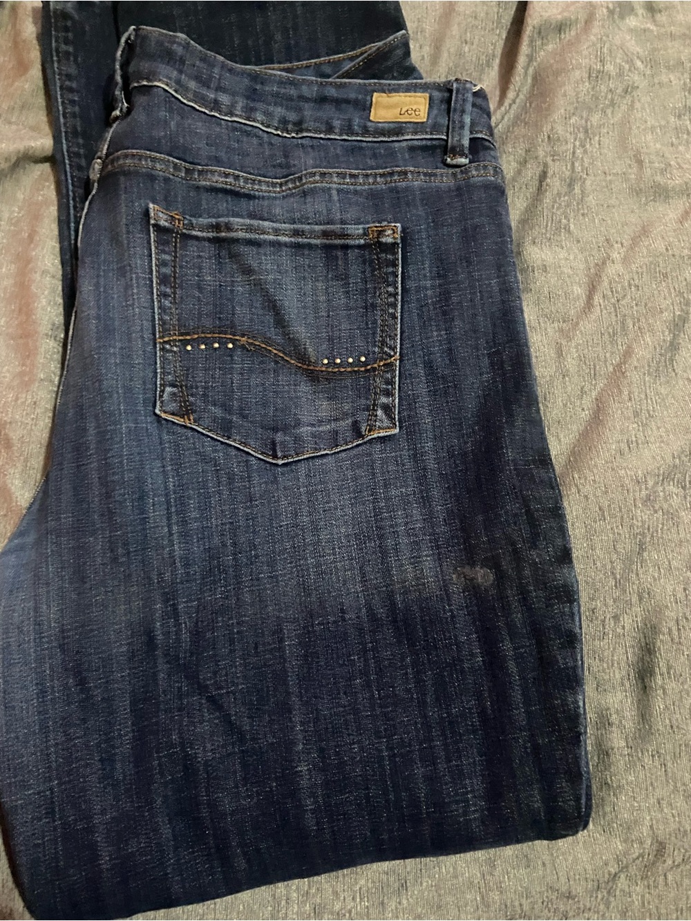Lee Women's Dark Blue Straight Leg Jeans with Stud Pocket Detail